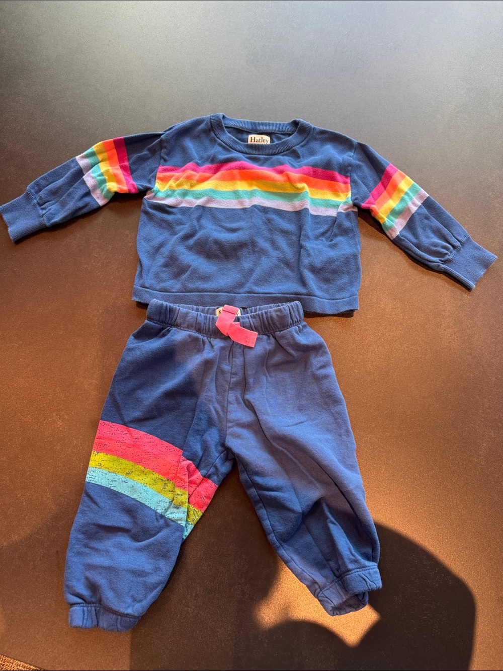 Hatley Navy Rainbow Stripe Kids Matching Set